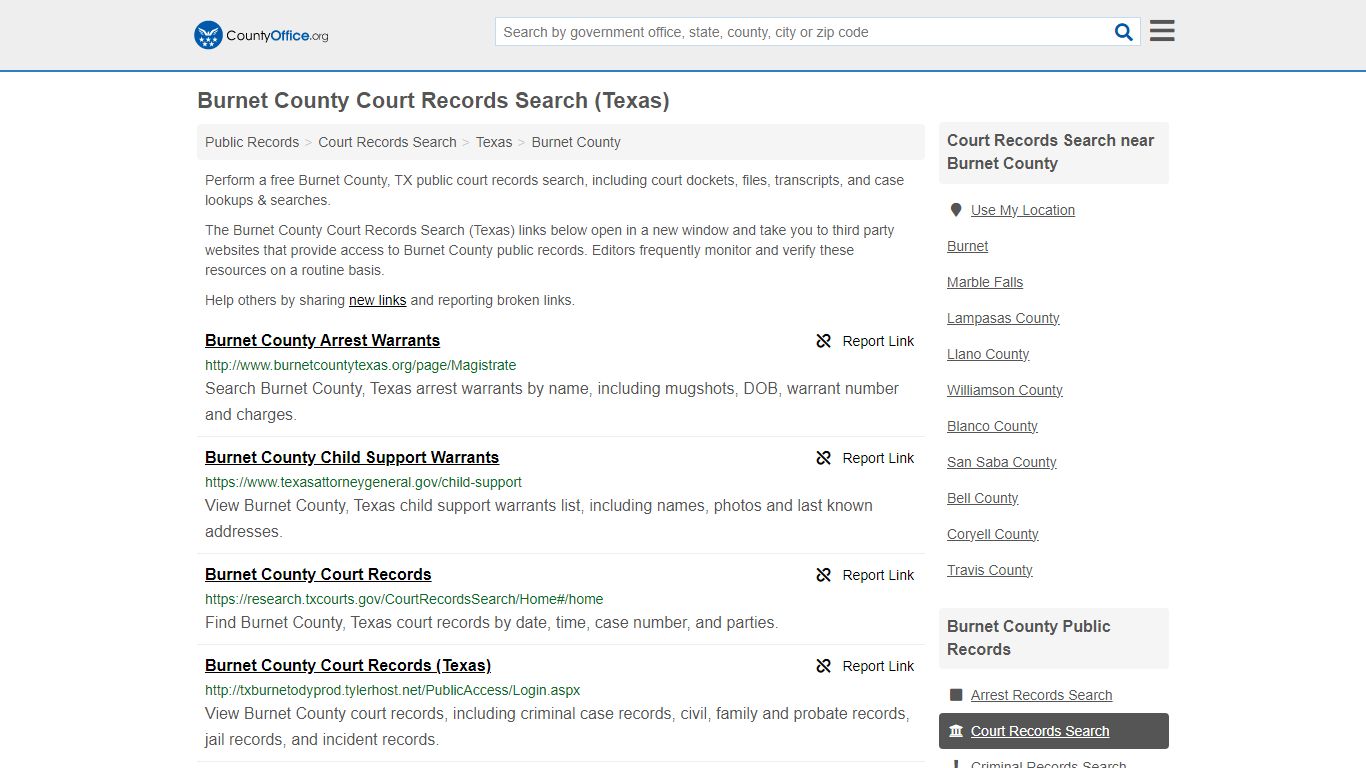 Burnet County Court Records Search (Texas) - County Office