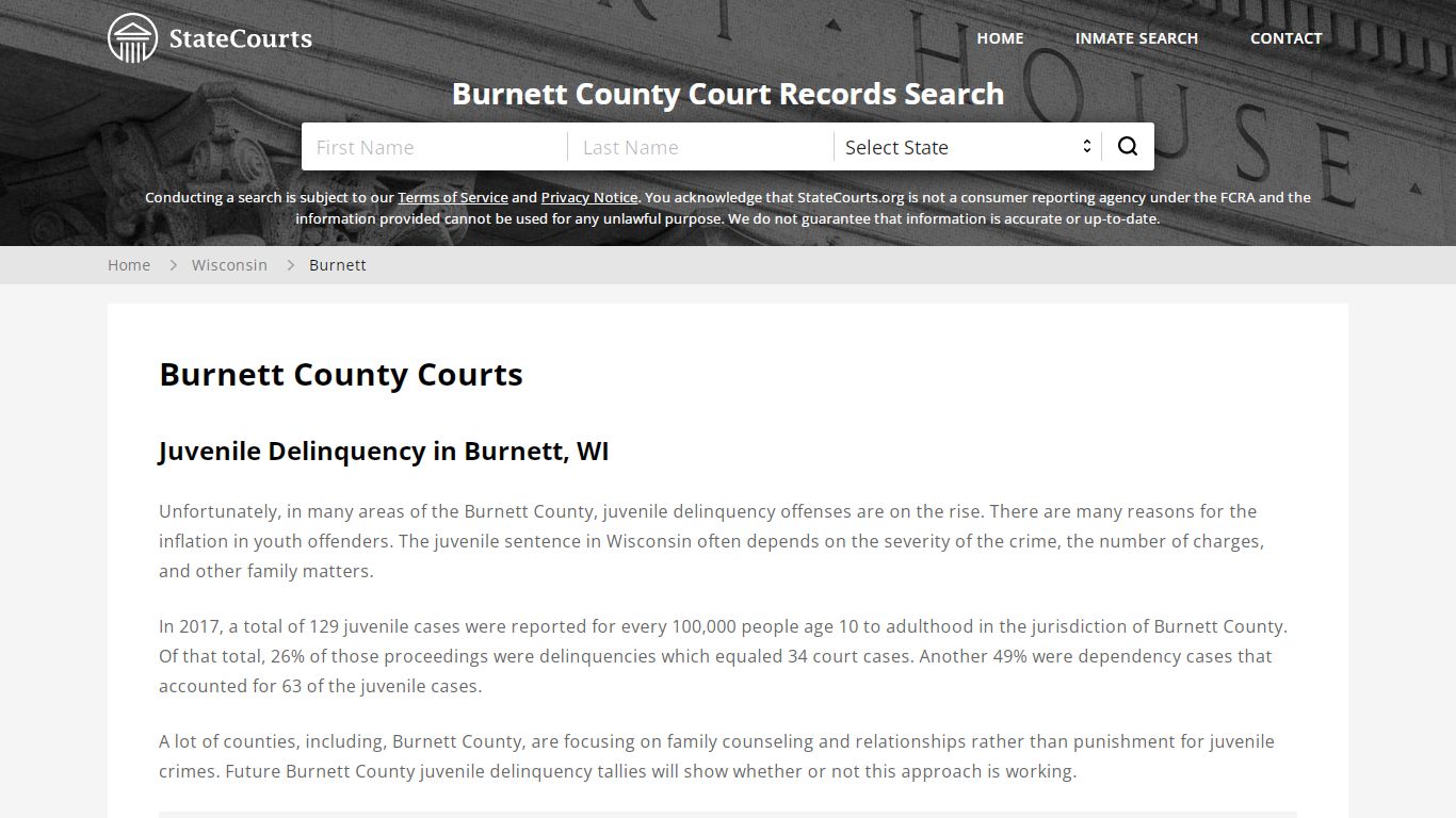 Burnett County, WI Courts - Records & Cases - StateCourts